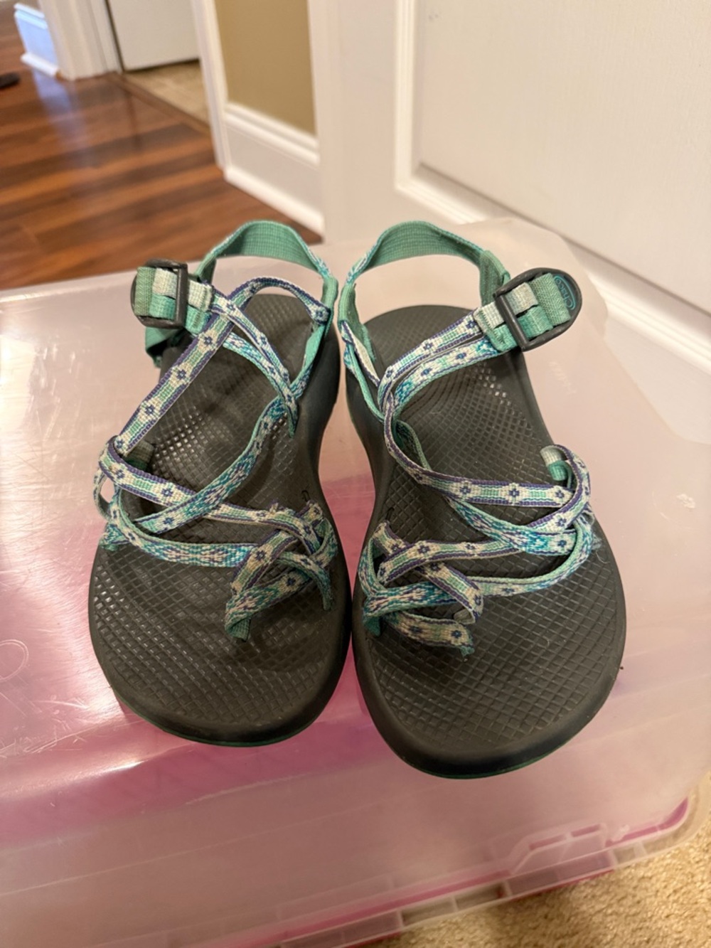 Chaco Women's Teal and Black Strappy Outdoor Sandals